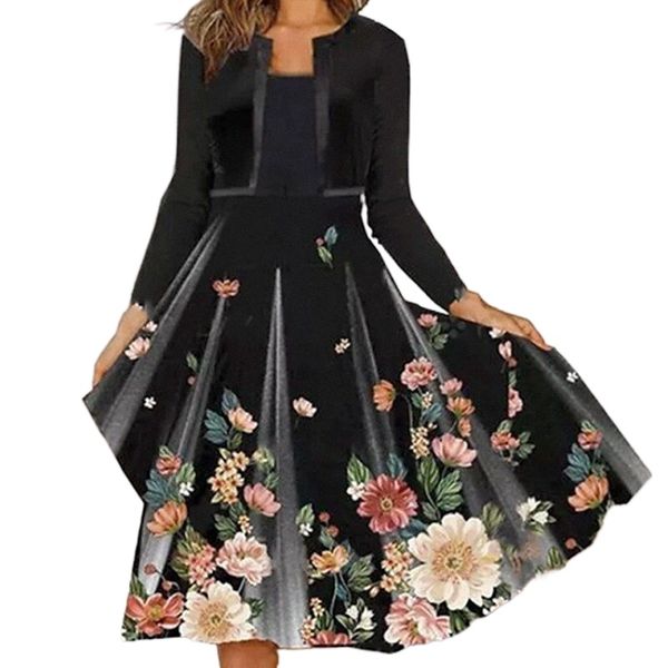 women's swing dress midi dress black long sleeve floral fake two piece print spring summer round neck stylish elegant 2022 s l xl xxl, Black;gray
women's swing dress midi dress black long sleeve floral fake two piece print spring summer round neck stylish elegant 2022 s l xl xxl, Black;gray