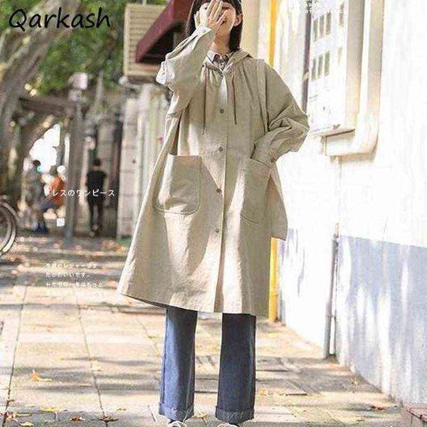 women's trench coats long style women cozy hooded loose japanese college simple basic spring all-match retro pure color femme inswomen&, Tan;black
women's trench coats long style women cozy hooded loose japanese college simple basic spring all-match retro pure color femme inswomen&, Tan;black