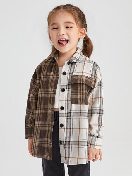 toddler girls two tone plaid flap pocket drop shoulder blouse she, White;black
toddler girls two tone plaid flap pocket drop shoulder blouse she, White;black