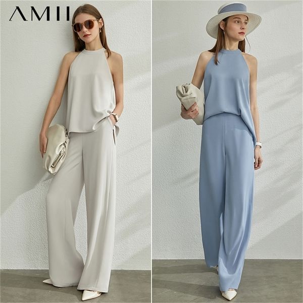 amii minimalism spring summer 2pcs set halter solid women blouse high waist loose causal pants lj200810, White
amii minimalism spring summer 2pcs set halter solid women blouse high waist loose causal pants lj200810, White