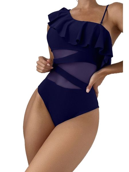 ruffle trim contrast mesh one piece swimsuit 31fd#, White;black
ruffle trim contrast mesh one piece swimsuit 31fd#, White;black