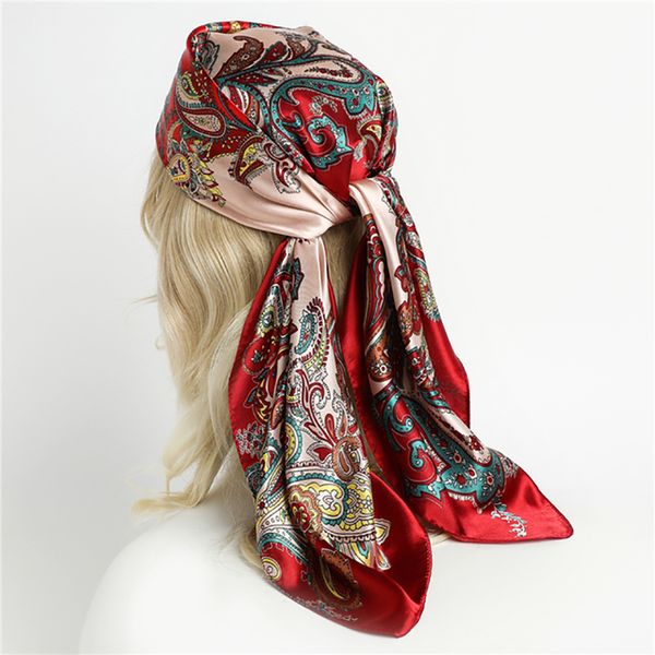 spring print silk satin square scarf women muslim hijab neckerchief shawl wraps headband handle hair accessories bandana 220704, Blue;gray 
spring print silk satin square scarf women muslim hijab neckerchief shawl wraps headband handle hair accessories bandana 220704, Blue;gray