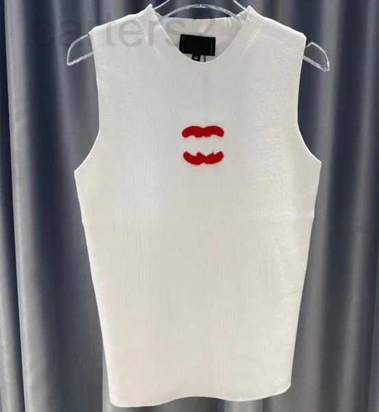 women's tanks & camis designer straight 2022 early summer new needle slim temperament knitted round neck embroidered sleeveless vest wo, White 
women's tanks & camis designer straight 2022 early summer new needle slim temperament knitted round neck embroidered sleeveless vest wo, White