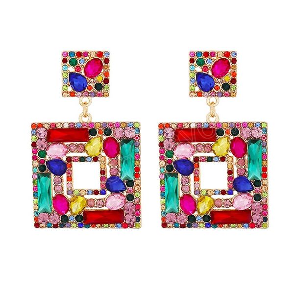 square metal colorful crystal dangle drop earrings high-quality fashion pendant jewelry accessories for women, Silver
square metal colorful crystal dangle drop earrings high-quality fashion pendant jewelry accessories for women, Silver