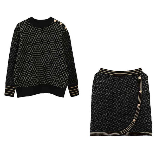 two piece dress autumn and winter women's wear pullover long sleeve plaid stitching round neck knitted with half skirt black two-piece, White
two piece dress autumn and winter women's wear pullover long sleeve plaid stitching round neck knitted with half skirt black two-piece, White