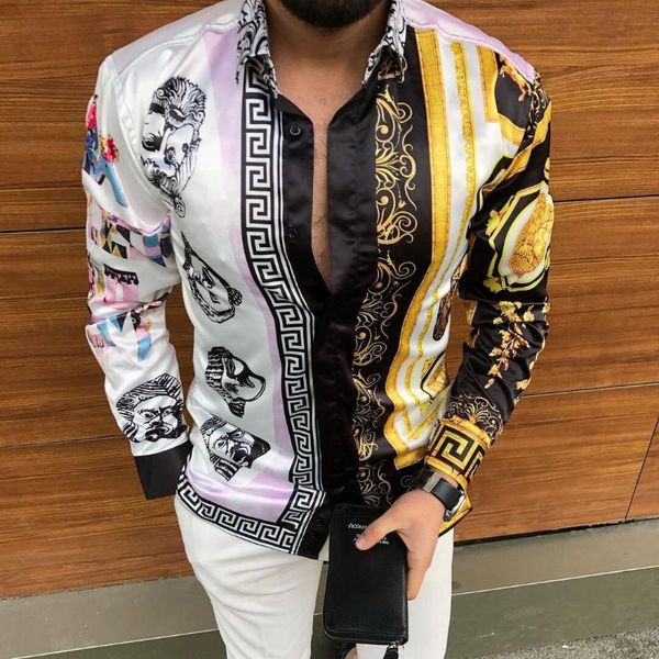 men's casual shirts 2022 fashion streetwear autumn men's long sleeve vintage pattern printing buttoned turn-down collar shirt men, White;black
men's casual shirts 2022 fashion streetwear autumn men's long sleeve vintage pattern printing buttoned turn-down collar shirt men, White;black