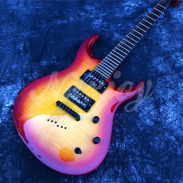 glossy sunburst flame maple 6 string solid basswood electric guitar with black hardwares
glossy sunburst flame maple 6 string solid basswood electric guitar with black hardwares