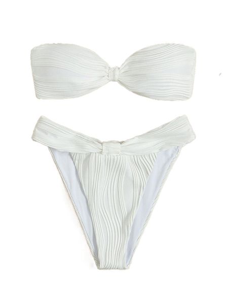 plain ruched bandeau bikini swimsuit m47t#, White;black
plain ruched bandeau bikini swimsuit m47t#, White;black