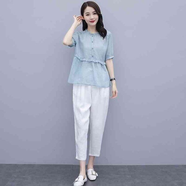 women's two piece pants leisure suit women's summer style 2022 fashion foreign reduced age spring dress small man cotton hemp two-, White
women's two piece pants leisure suit women's summer style 2022 fashion foreign reduced age spring dress small man cotton hemp two-, White