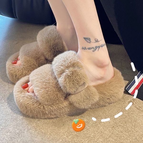 2022 winter ladies fur slippers thick bottom 4.5cm fashion buckle open toe solid plush girls shoes home women fluffy slides, Black
2022 winter ladies fur slippers thick bottom 4.5cm fashion buckle open toe solid plush girls shoes home women fluffy slides, Black