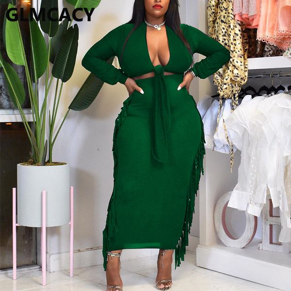 women two piece casual dress suits long sleeve tie front crop & tassels bodycon maxi skirt set 220506, White
women two piece casual dress suits long sleeve tie front crop & tassels bodycon maxi skirt set 220506, White
