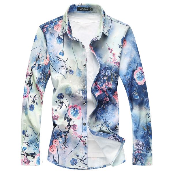 european and american men's wear summer 2022 new long sleeve lapel single breasted plum blossom print fashion shirt, White;black
european and american men's wear summer 2022 new long sleeve lapel single breasted plum blossom print fashion shirt, White;black