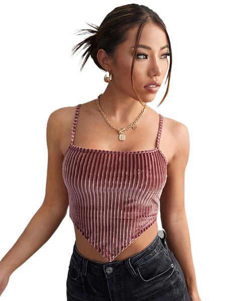bae rib-knit velvet cami j6ii#, White