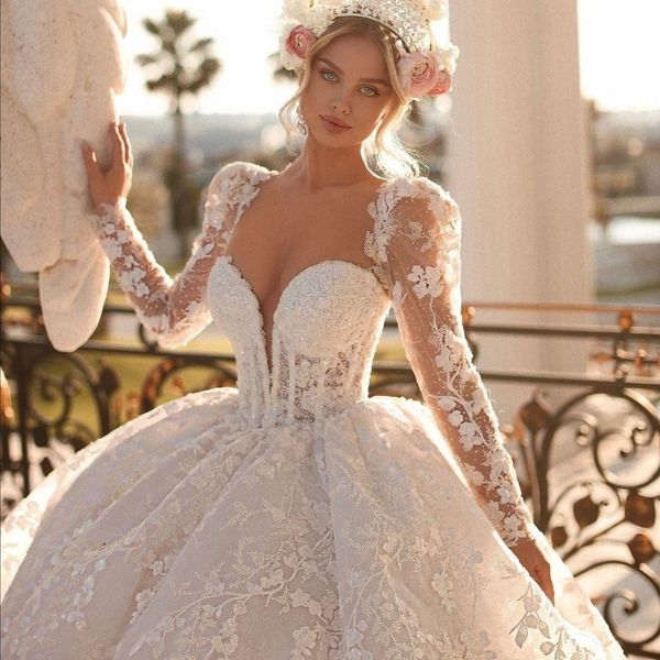 exquisite wedding dresses for women 2022 princess bridal gowns long sleeved lace applique ball gown buttons robe de mariage, White
exquisite wedding dresses for women 2022 princess bridal gowns long sleeved lace applique ball gown buttons robe de mariage, White