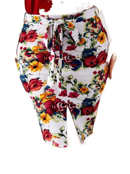 plus self belted split hem floral print skirt o726#, Black
plus self belted split hem floral print skirt o726#, Black