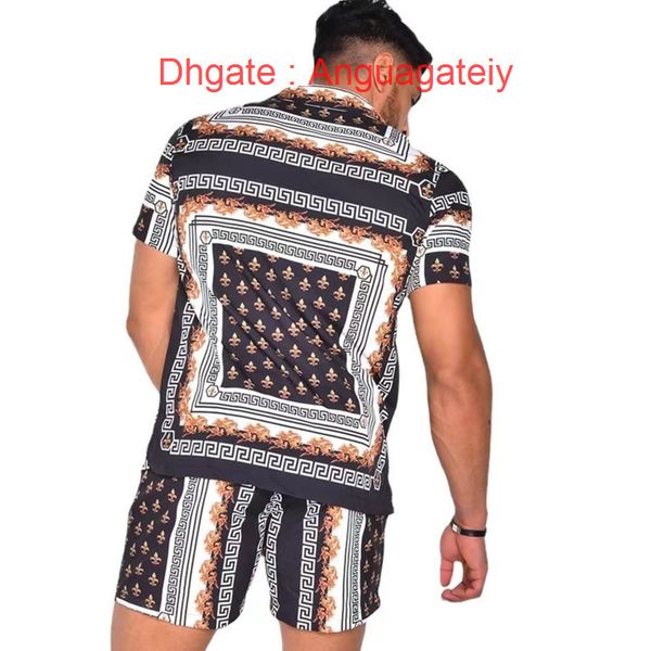 luxury men's casual shirts men tracksuits hawaiian sets printing summer short sleeve button shirt fashion beach shorts tees streetwear, White;black 
luxury men's casual shirts men tracksuits hawaiian sets printing summer short sleeve button shirt fashion beach shorts tees streetwear, White;black