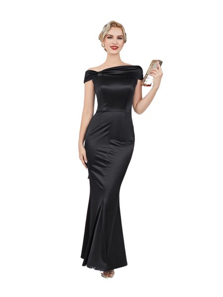 mermaid hem satin prom dress s0q0#, Black;gray