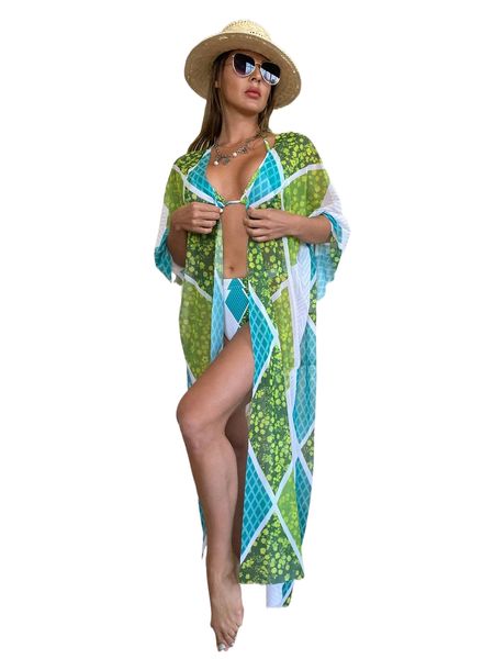 3pack allover print halter bikini swimsuit & kimono i5d5#, White;black 
3pack allover print halter bikini swimsuit & kimono i5d5#, White;black