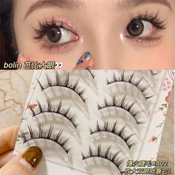 5 pairs natural long false cos japanese eyelashes handmade thick curling eyelash makeup tools 220621