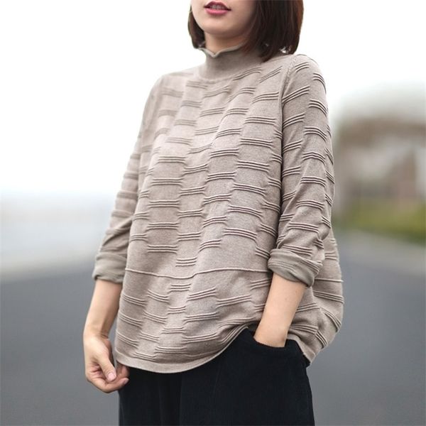 johnature women turtleneck pullover sweaters 6 color casual autumn cloths 2020 new soft loose women knitted cotton sweaters lj201113, White;black
johnature women turtleneck pullover sweaters 6 color casual autumn cloths 2020 new soft loose women knitted cotton sweaters lj201113, White;black