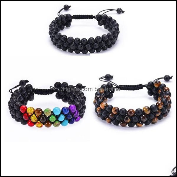charm bracelets jewelry 6mm natural stone beaded three layer strands for men women handmade rope braided fas dhjob, Golden;silver
charm bracelets jewelry 6mm natural stone beaded three layer strands for men women handmade rope braided fas dhjob, Golden;silver