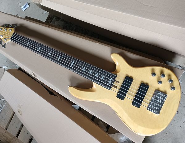6 strings natural wood color electric bass guitar with active pickups rosewood fretboard
6 strings natural wood color electric bass guitar with active pickups rosewood fretboard