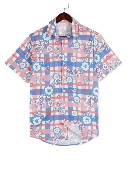 romwe guys paisley plaid shirt 45nl#, White;black 
romwe guys paisley plaid shirt 45nl#, White;black