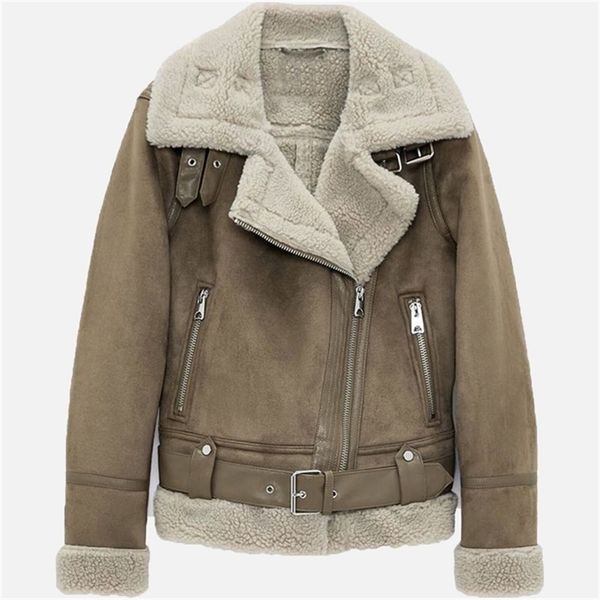 winter fleece thick women's jacket retro suede lambs wool warm moto biker coat belt pockets zipper faux leather woman jackets 201214, Black
winter fleece thick women's jacket retro suede lambs wool warm moto biker coat belt pockets zipper faux leather woman jackets 201214, Black