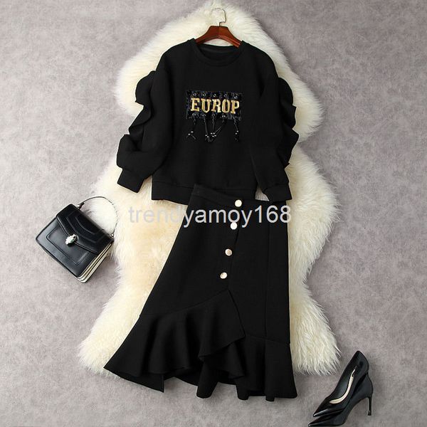 women's two piece pants autumn winter women's letter tassel space cotton sweater + ruffled high waist skirt casual suit 12564, White
women's two piece pants autumn winter women's letter tassel space cotton sweater + ruffled high waist skirt casual suit 12564, White