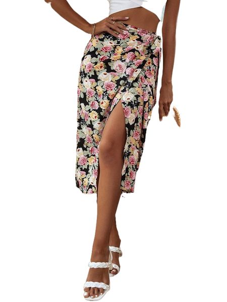 allover floral print knot side wrap skirt x8ub#, Black
allover floral print knot side wrap skirt x8ub#, Black