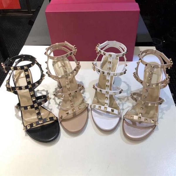 2021 women leather stud sandals t-strap sandal summer high heels rivets shoes ladies party shoes 6 5cm 9 5cm 14color with box261f, Black
2021 women leather stud sandals t-strap sandal summer high heels rivets shoes ladies party shoes 6 5cm 9 5cm 14color with box261f, Black