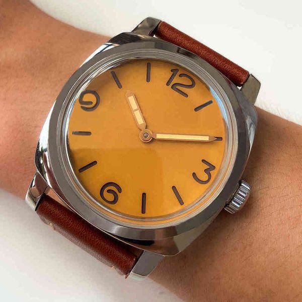 47mm men's mechanical watch 316l stainless steel polished case 17 jewelry manual movement luminous hand real leather, Slivery;brown
47mm men's mechanical watch 316l stainless steel polished case 17 jewelry manual movement luminous hand real leather, Slivery;brown