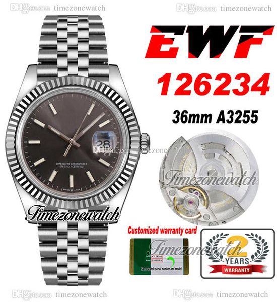 ewf 36mm 126234 a3235 automatic mens watch gray stick markers 904l steel jubileesteel bracelet with same serial card super edition timezonew, Slivery;brown
ewf 36mm 126234 a3235 automatic mens watch gray stick markers 904l steel jubileesteel bracelet with same serial card super edition timezonew, Slivery;brown