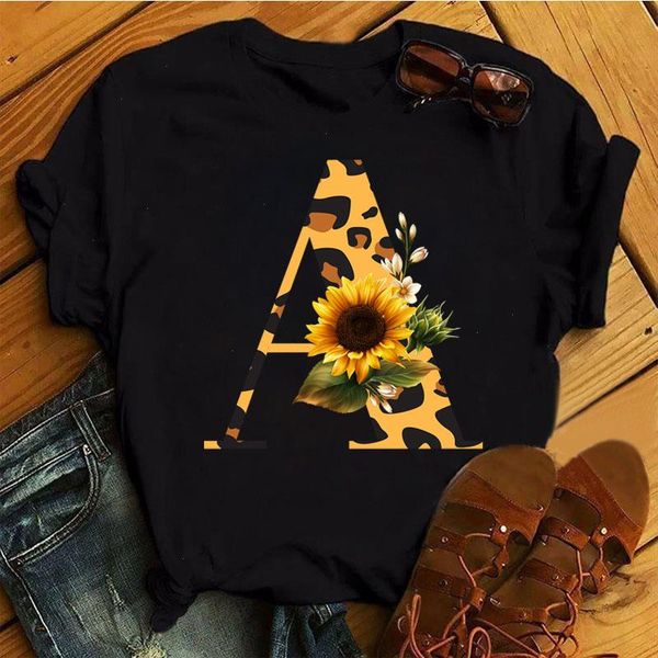 fashion women t shirt leopard sunflower print casual custom name letter combination font a b c d e o, White
fashion women t shirt leopard sunflower print casual custom name letter combination font a b c d e o, White