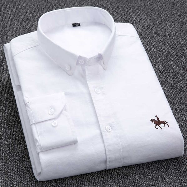 100% cotton oxford shirt men's long sleeve embroidered horse casual without pocket solid yellow dress shirt men plus size 5xl6xl 210701, White;black
100% cotton oxford shirt men's long sleeve embroidered horse casual without pocket solid yellow dress shirt men plus size 5xl6xl 210701, White;black
