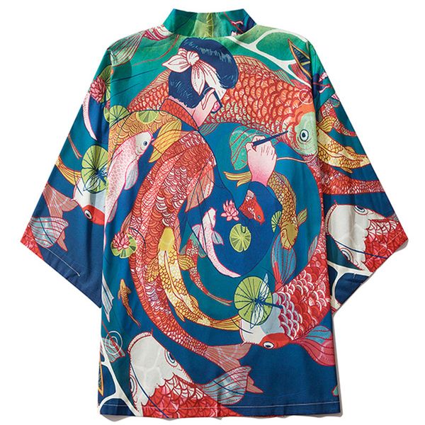 men women cardigan yukata shirts man beach clothing summer carp haori japanese traditional style kimono jacket shirt blouse, Red
men women cardigan yukata shirts man beach clothing summer carp haori japanese traditional style kimono jacket shirt blouse, Red