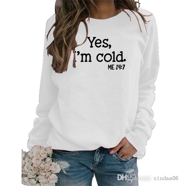 retail women t-shirt yes i' cold letter round neck tee pullover long sleeve sweater, White
retail women t-shirt yes i' cold letter round neck tee pullover long sleeve sweater, White