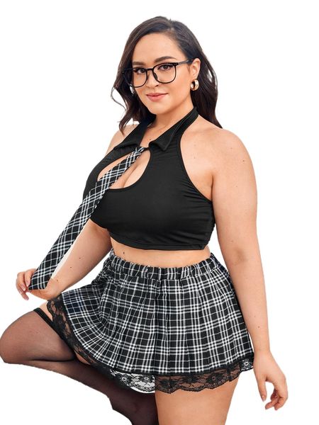 plus bow tie school girl costume bra with skirt 09uf#, Black;white
plus bow tie school girl costume bra with skirt 09uf#, Black;white