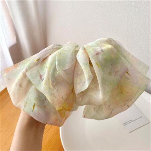 korean fluffy chiffon bow hairpin 2022 new s28, Slivery;white