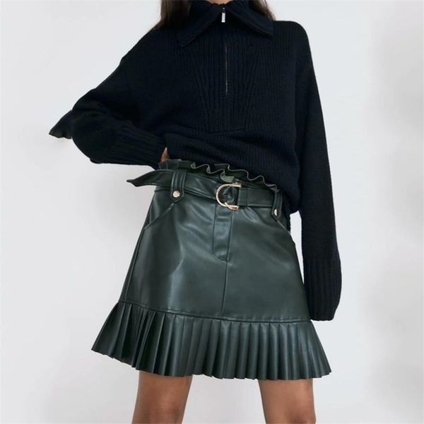 black mini skirt elegant ruffle high waist skirt women vintage sashes faux leather skirts pleated skirt korean y200326
black mini skirt elegant ruffle high waist skirt women vintage sashes faux leather skirts pleated skirt korean y200326