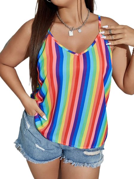 plus rainbow striped cami l91n#, Black
plus rainbow striped cami l91n#, Black