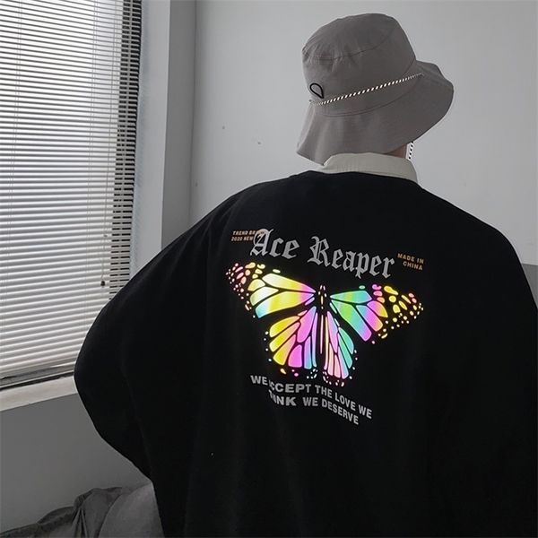men butterfly printed reflective sweatshirts special fashion women's woman streetwear casual pullovers 201130, Black
men butterfly printed reflective sweatshirts special fashion women's woman streetwear casual pullovers 201130, Black