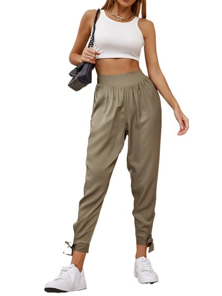 h.igh waisted k.not hem t.apered p.ants 804c#, Black;white
h.igh waisted k.not hem t.apered p.ants 804c#, Black;white