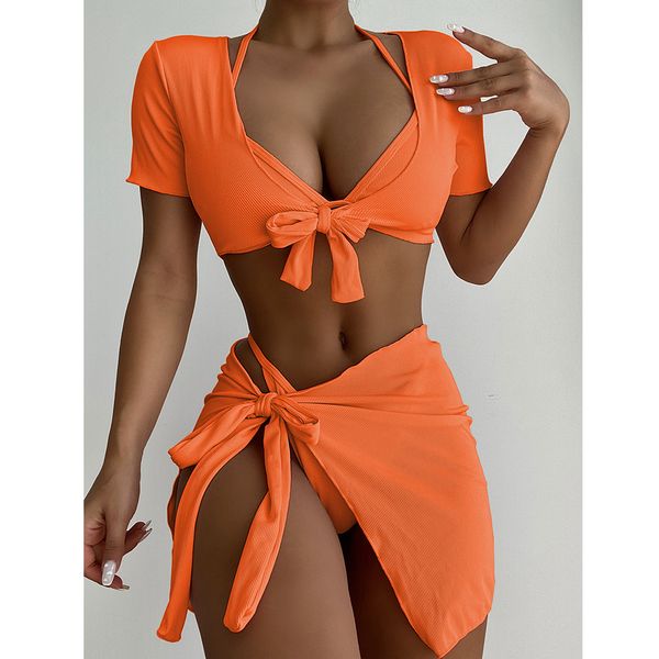 2022 four pieces bikini set with beach cover up women swimsuit female swimwear ribbed bikini bather bathing suits swim lady, White;black
2022 four pieces bikini set with beach cover up women swimsuit female swimwear ribbed bikini bather bathing suits swim lady, White;black