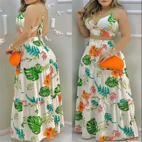 summer colorful printed two piece dress suspender & long skirt beach holiday style v-neck lace up women 2 peice sets, White
summer colorful printed two piece dress suspender & long skirt beach holiday style v-neck lace up women 2 peice sets, White