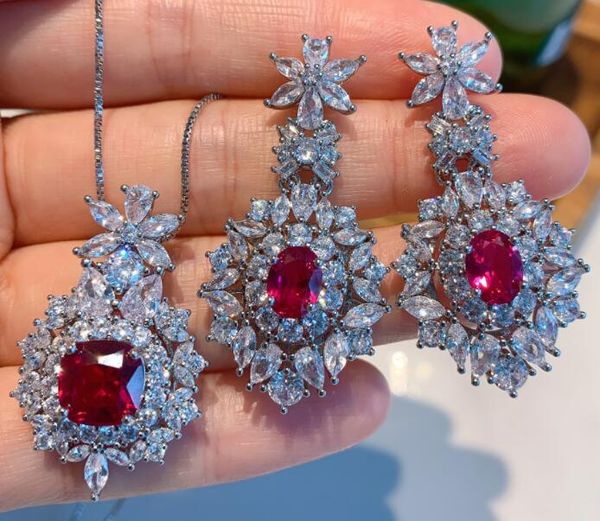 retro imitation pigeon blood ruby luxury inlaid chains jewelry set main pendant 9 become 9 earrings 6 become 8, Silver
retro imitation pigeon blood ruby luxury inlaid chains jewelry set main pendant 9 become 9 earrings 6 become 8, Silver