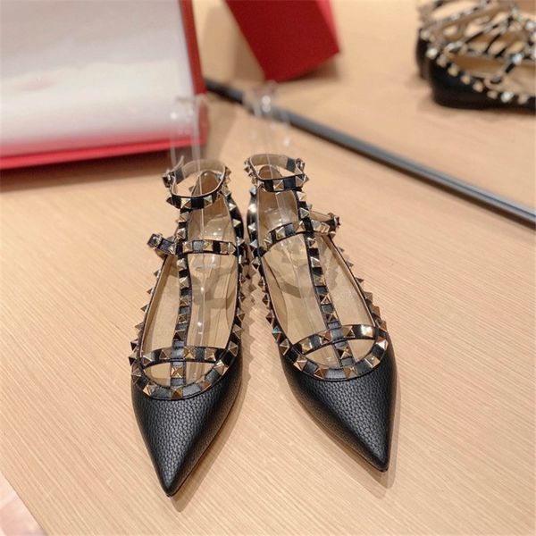 high-end womens casual shoes with rivet decoration flat sandals pointed shallow mouth shoes, Black
high-end womens casual shoes with rivet decoration flat sandals pointed shallow mouth shoes, Black