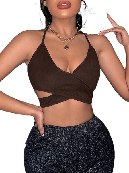 sxy cross wrap tie back crop halter d8v2#, White 
sxy cross wrap tie back crop halter d8v2#, White