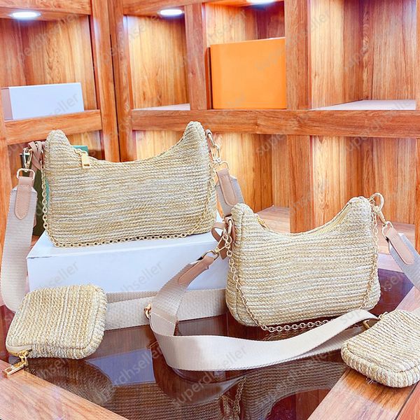 Women Crossbody Straw Bags Designer Shoulder Bag High Quality Handbags Fashion Chain Handbag with Coin Wallet 2 Pieces Set Wallets Purse, Khaki with logo 21*12cm
Women Crossbody Straw Bags Designer Shoulder Bag High Quality Handbags Fashion Chain Handbag with Coin Wallet 2 Pieces Set Wallets Purse, Khaki with logo 21*12cm