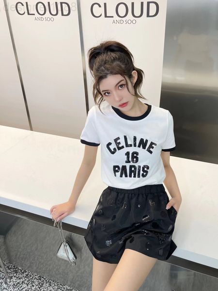 women's t-shirt designer ce home 22 spring and summer new 16 letter sequin embroidery black white contrast color short sleeve t-shirt w
women's t-shirt designer ce home 22 spring and summer new 16 letter sequin embroidery black white contrast color short sleeve t-shirt w